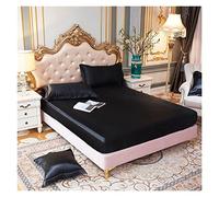 Lenzuola estive in seta Ice Silk, Completo Lenzuola in Raso di Seta Ghiaccio Multicolor Taglie Multiple 2-3 pz(Zhi Zun Hei,US Full Size 3 pcs)