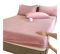 Lenzuola Flanella Lenzuolo con angoli elasticizzato caldo e spesso, coprimaterasso invernale in flanella regolabile, biancheria da letto in velluto, misure 90/160/180/200 Lenzuola Letto(Bean paste,160