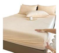 Lenzuola Flanella Lenzuolo con angoli elasticizzato caldo e spesso, coprimaterasso invernale in flanella regolabile, biancheria da letto in velluto, misure 90/160/180/200 Lenzuola Letto(Cream,120x200x