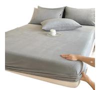 Lenzuola Flanella Lenzuolo con angoli elasticizzato caldo e spesso, coprimaterasso invernale in flanella regolabile, biancheria da letto in velluto, misure 90/160/180/200 Lenzuola Letto(Light Grey,200