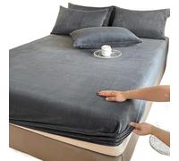 Lenzuola Flanella Lenzuolo con angoli elasticizzato caldo e spesso, coprimaterasso invernale in flanella regolabile, biancheria da letto in velluto, misure 90/160/180/200 Lenzuola Letto(Dark Grey,200x