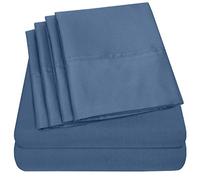 Lenzuola full size - 6 pezzi 1500 Supreme Collection Fine spazzolato microfibra profonda tasca intera set biancheria da letto - 2 federe extra, ottimo rapporto qualità prezzo, pieno, denim