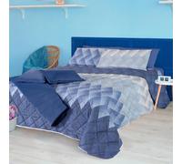 Lenzuola in cotone matrimoniali Atene geometrico bluette