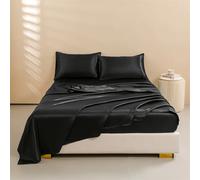 Lenzuola in raso, set lenzuola queen size, set biancheria da letto setosa da 4 pezzi 1 lenzuolo con tasca profonda + 1 lenzuolo piatto + 2 federe