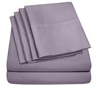 Lenzuola King Size - Set di 6 lenzuola King Size 1500 Supreme Collection in microfibra spazzolata fine - 2 federe extra per cuscini, king size, prugna