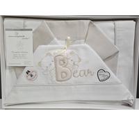 Lenzuola Lettino Neonato 60x120 cm Cotone Set 3 Pezzi Beige Orsetto Bear NG101-1