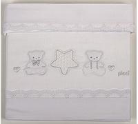 Lenzuola Lettino Picci Nanny set 3pz Ricamato Cod.PC623002 Var 02 Bianco