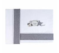 Lenzuola Lettino Picci Valdo set 3pz Ricamato Pois Cod.PC62P1522 Grigio