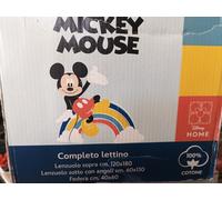 LENZUOLA LETTINO SBARRE DISNEY CON MINNIE OPPURE MICKEY IN COTONE BOX REGALO
