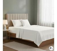Lenzuola letto francese - Set completo lenzuola una piazza e mezza Sopra, Sotto con Angoli e Federe - Lenzuola matrimoniali cotone blend Anallergico e Antiacaro Made in Italy (Bianco, FRANCESE)
