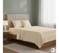 Lenzuola letto francese - Set completo lenzuola una piazza e mezza Sopra, Sotto con Angoli e Federe - Lenzuola matrimoniali cotone blend Anallergico e Antiacaro Made in Italy (Panna, FRANCESE)