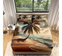 Lenzuola Matrimoniale Cocchi naturali e vista sul mare Lenzuolo con Angoli Una Piazza e Mezza 140x200 cm - Altezza Materasso Fino a 30 cm - Coprimaterasso Traspirante e Lavabile con 2 Federe