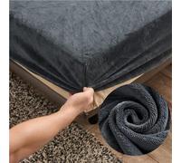 Lenzuola Matrimoniali con Angoli in Velluto 160x200 cm, Highdi Grigio Scuro Lenzuolo Sotto con Angoli Inverno Elasticizzato Flanella Caldo Lenzuola Microfibra- Ideale per Letti Matrimoniali