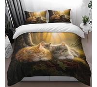 Lenzuola Matrimoniali Gatto Foglia Verde Copripiumini Piumone Matrimoniale Microfibra Piumone Matrimoniale Invernale Lavabile Durevole Copriletto 240x220+2 Federe Cuscini 50x75cm220x240cm