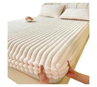 Lenzuola Matrimoniali Pile Invernali Coprimaterasso in velluto for letto king size e queen, morbido lenzuolo for dormitorio for studenti, invernale, caldo, spesso, coprimaterasso(Beige white,150x200cm
