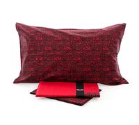 hermet Milan Milan Completo Letto, Cotone, Rosso/Nero, 150 x 295 cm/90 x 200 cm/52 x 80 cm