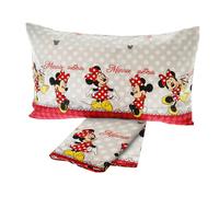 Lenzuola Minnie Disney singolo completo letto una piazza grigio puro cotone 100%