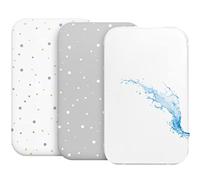 Lenzuola Next To Me 3-in-1 - Lenzuola Culla Cododo con Angoli (Set da 2) + 1 Coprimaterasso Impermeabile con Elastico 3-in-1-50x83 cm - Per Culla Co-sleeping, Lettino - Bimbo Bimba - Grigio