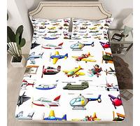 Lenzuola per bambini Cartoon Aircraft Lenzuola 3D Aereo Carino Lenzuola Set per Ragazzi Ragazze Aerei Volare Biancheria Da Letto Lenzuolo Con Angoli Aereo Di Linea Bella Copri Letto 2 Pezzi Singolo