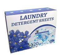 Lenzuola per bucato, 120 pezzi/scatola Detersivo per lenzuola ecologico solubile in acqua, Detersivo senza liquidi con profumazione di lino fresco per Viaggi in dormitorio, campeggio