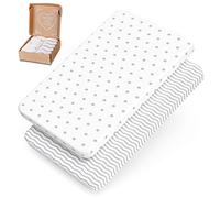 Lenzuola per culla di cottone OEKO-TEX, set lenzuola lettino lenzuola lettino bambino 89x50, 90x50, 90x55 cm (Zig-zag e punti)