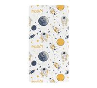 Lenzuola per culla in cotone per neonati e ragazze, morbide e comode, motivo: nave spaziale e luna, disegnate a mano, per cameretta dei bambini, 1 confezione de Algodon para cuna 52 x 28