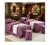 Lenzuola per lettino da massaggio in cotone e lino di alta qualità Copriletto di bellezza ispessito in 4 pezzi, set di biancheria da letto per spa con fede Viola Square bedside 185*70cm (72.8*31.5in）