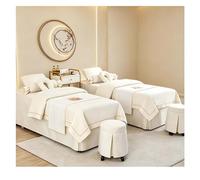 Lenzuola per lettino da massaggio in cotone e lino di alta qualità Copriletto di bellezza ispessito in 4 pezzi, set di biancheria da letto per spa con fed bianco Square bedside 190*70cm (74.8*27.5in)