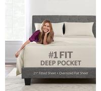 Lenzuola per letto king size con tasca extra profonda - 4 pezzi include: 45,7-53,3 cm, lenzuolo con angoli extra profondi - lenzuolo sopra oversize - 2 federe con chiusura a cerniera - perfettamente