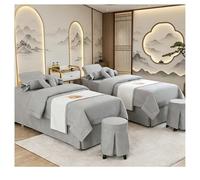 Lenzuola per massaggi in cotone e lino traspirante Copriletto per salone di bellezza di lusso, set copriletto morbido per spa con federa, gonna copripium grigio. Square bedside 185*70cm (72.8*31.5in）