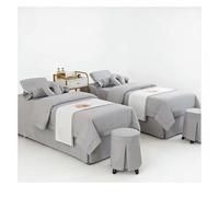 Lenzuola per massaggi in lino di cotone di fascia alta, copriletto per salone di bellezza ispessito in 4 pezzi, lenzuola morbide con fumigazione, federa p grigio. Square bedside 185*80cm(72.8*31.5in）
