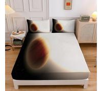 Lenzuola Pianeta Lenzuolo Luce E Ombra Coprimaterasso Microfibra Morbido 3D Stampe Lenzuolo con Angoli Singolo 120x200x30 cm e 2 Federe 50x80 cm