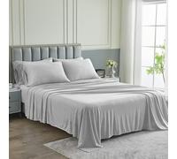 Lenzuola Pure Bedding - Set completo di lenzuola [6 pezzi grigio chiaro m lange] - Microfibra spazzolata 1800 di lusso per hotel - Morbida e tras
