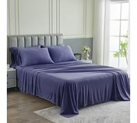 Lenzuola Pure Bedding - Set di lenzuola King [6 pezzi, blu navy e m lange] - Microfibra spazzolata 1800 di lusso per hotel - Morbida e traspirant