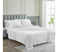 Lenzuola Pure Bedding - Set di lenzuola matrimoniali [6 pezzi bianco m lange] - Microfibra spazzolata 1800 di lusso per hotel - Morbida e traspir