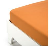 Caleffi 51255 Cotone Tinta Unita Inferiore Lenzuolo per Piazza e Mezza Letto, Arancio