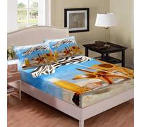 Lenzuola Una Piazza e Mezza 140x200x30 cm Vacanza Al Mare, 3D Stella Marina Lenzuolo con Angoli, Lenzuola Letto Coprimaterasso Microfibra Morbido e 2 Federe 50x80 cm C.L32