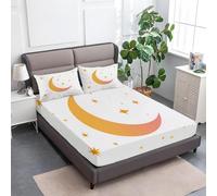 Lenzuola Una Piazza e Mezza 150x200x30 cm Luna, 3D Stella Lenzuolo con Angoli, Lenzuola Letto Coprimaterasso Microfibra Morbido e 2 Federe 50x80 cm C.L474