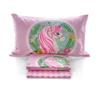 Lenzuola Unicorno singolo completo Letto una piazza fantasia puro cotone 100%