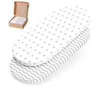 Lenzuolino carrozzina neonato mimaDu, lenzuolo navicella neonato, lenzuola per culla, coprimaterasso navicella neonato de cotone OEKO-TEX, 70x32, 70x35, 75x35 cm (Zig-zag e punti)