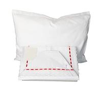 Lenzuolino Carrozzino Culla Neonato Set 3Pz. da Ricamare tela Aida Regalo Bimbi Coordinato Completo 100% Puro Cotone Rosso | Made in Italy