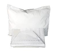 Lenzuolino Carrozzino Culla Neonato Set 3Pz. da Ricamare tela Aida Regalo Bimbi Coordinato Completo 100% Puro Cotone Bianco | Made in Italy
