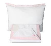 Lenzuolino Carrozzino Culla Neonato Set 3Pz. da Ricamare tela Aida Regalo Bimbi Coordinato Completo 100% Puro Cotone Rosa | Made in Italy