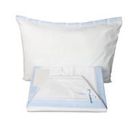 Lenzuolino Culla Lettino Neonato Set 3Pz. da Ricamare tela Aida Regalo Bimbi Coordinato Completo 100% Puro Cotone Celeste | Made in Italy