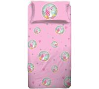 hermet Unicorno Completo Letto 1 PIAZZA, Colore Rosa 100% Cotone