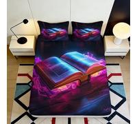Lenzuolo 3D Stampato Libro Magico Microfibra Antiscivolo Tasca Profonda Set Letto Camera Coprimaterasso Fantasy Lavabile Fitted Sheet 180x200x25cm