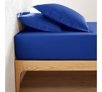 Lenzuolo a pieghe in cotone, altezza 25 cm, MACHA Blu 180 x 200 cm