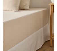 Lenzuolo a pieghe in cotone/lino lavato, balza 30 cm, Marnie Beige 140 x 190 cm