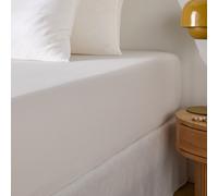 Lenzuolo a pieghe in cotone/lino lavato, balza 30 cm, Marnie Bianco 90 x 190 cm