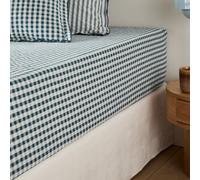 Lenzuolo a pieghe in cotone seersucker 30 cm, COTTAGE BLU Blu 90 x 190 cm